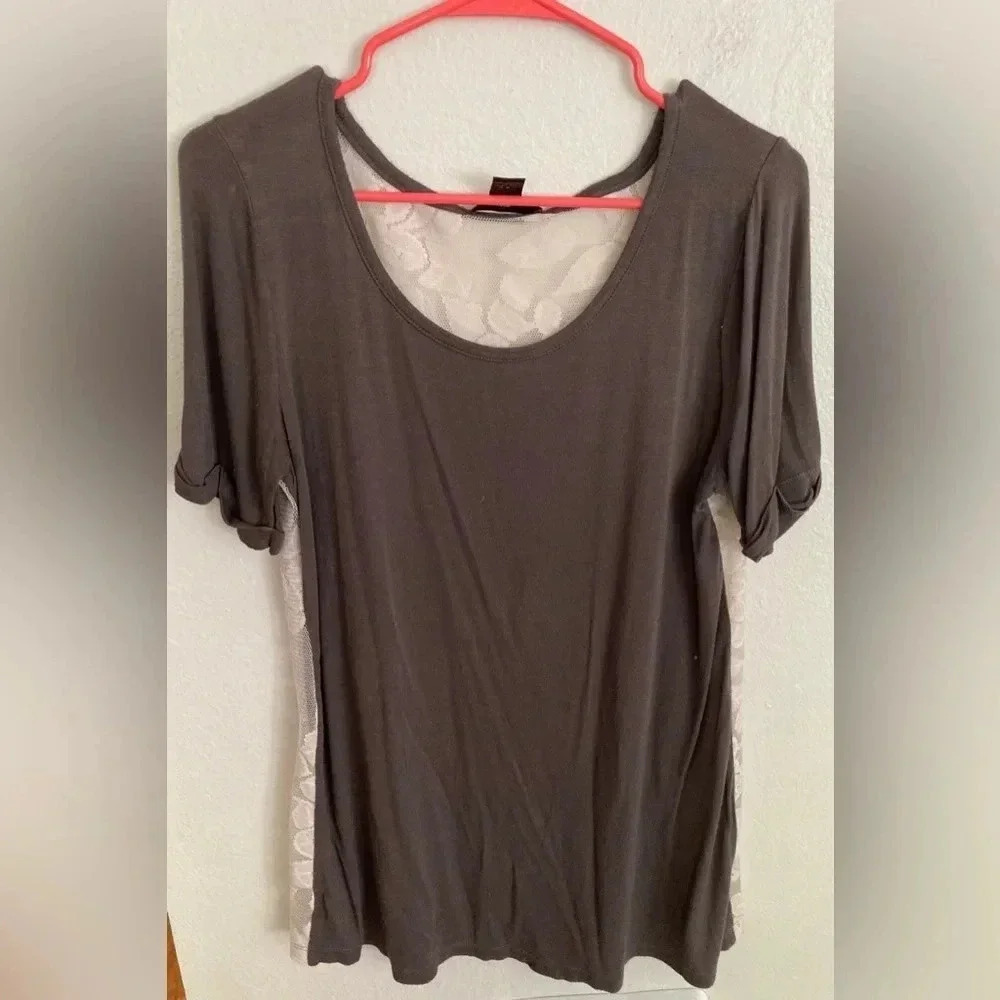 BKE Y2K Lace Back Blouse Size Medium Brown